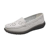 WKAYsIV Casual Shoes Women Winter Women Comfort Walking Flat Loafer Slip On Leather Loafer Comfortable Flat Shoes Outdoor Driving Shoes Toe Flip Flop Grey