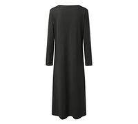 WKAYsIV Causal Maxi Dresses for Women Women's Comfortable Casual Button Solid Color Simple Long Sleeve Mid Length Casual Dress Cute Skater Dresses Grey