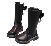 WKAYsIV Child Girls Black Zipper Knee High Riding Boots Children's Autumn and Winter Boots (Black, 1)