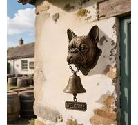WKAYsIV Dog Head Shape Welcome Doorbell, Wall-Mounted Welcome Bells, Retro Metal Farmhouse Decorative Hanging Bells For Porch, Front Door, Yard And Garden, Dog Lover Gifts (Bulldog)