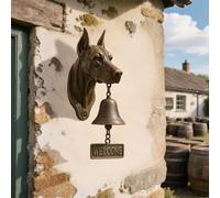 WKAYsIV Dog Head Shape Welcome Doorbell, Wall-Mounted Welcome Bells, Retro Metal Farmhouse Decorative Hanging Bells For Porch, Front Door, Yard And Garden, Dog Lover Gifts (Doberman)