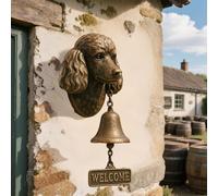 WKAYsIV Dog Head Shape Welcome Doorbell, Wall-Mounted Welcome Bells, Retro Metal Farmhouse Decorative Hanging Bells For Porch, Front Door, Yard And Garden, Dog Lover Gifts (Poodle)