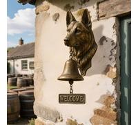 WKAYsIV Dog Head Shape Welcome Doorbell, Wall-Mounted Welcome Bells, Retro Metal Farmhouse Decorative Hanging Bells For Porch, Front Door, Yard And Garden, Dog Lover Gifts (German Shepherd)