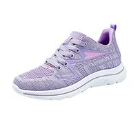 WKAYsIV Flat Sneaker Boots for Women Fashion Summer and Autumn Women Flat Lightweight Mesh Breathable Solid Color Casual Big Size Shoes for Women Purple