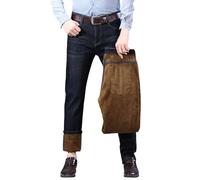 WKAYsIV Foam Star Male Thermal Trousers Snow Trousers Teddy Fleece Warm Lined Winter Trousers Straight Leg Plush Fleece Thermal Jeans Clothes for Men (Black, 36)