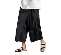 WKAYsIV Gift Boy Irregular Design Sense C Skirt Pants Straight Kendo Pants Men's Casual Pants 12 Gift (Black, XXXXXL)