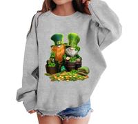 WKAYsIV Girls St Patricks Day Graphic Print Sweatshirt Cute Drop Shoulder Crewneck Long Sleeve Pullover Top (Grey #6, 4-5 Years)