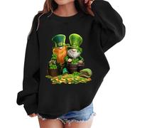 WKAYsIV Girls St Patricks Day Graphic Print Sweatshirt Cute Drop Shoulder Crewneck Long Sleeve Pullover Top (Black #6, 4-5 Years)
