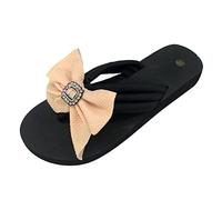 WKAYsIV High Women Sandals Slippers for Women Ladies Summer Bohemian Flip Flops Open Toe Bow Decoration Sandals Casual Shoes Wages Sandals for Women Beige