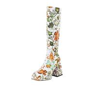 WKAYsIV Knee High Boots Women Platform Women's Slick Knee High Platform Boot, Black Pu, Casual Knee High Boots with Block Heel and Side Zipper, Vegan Winter Long Boots Ladies Green Shoes 6 37.99