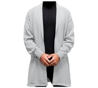 WKAYsIV Men Cardigan Jacket Mens Spring and Autumn Solid Color Lapel Long Thin Sweater Coat Men Wool Cardigan Sweater Grey