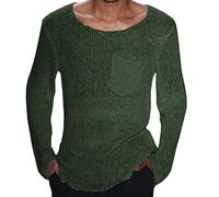 WKAYsIV Pack Shirts for Men Mens Knitwear Solid Color Long Sleeved Pocket Knitted Sweater Mens Loose Fit Tops Green