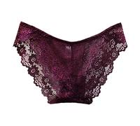 WKAYsIV plus Size Womens Underwear Sexy Floral Lace Panties High Waist Cloud Lace Open Crotch Panty Cotton Trousers for Women Home Purple