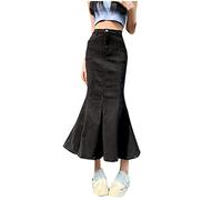 WKAYsIV Skirt for Girls Women's Denim Split Half Skirt with Buttocks and Fishtail Skirt Swimsuit Skirt Cover up Short