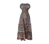WKAYsIV Summer Long Sleeve Dress Women's Summer Short Sleeve Loose Casual V Neck Elastic High Waist A Swing Bohemian Print Long Dress Women Long Sleeve Solid Color Dresses Green