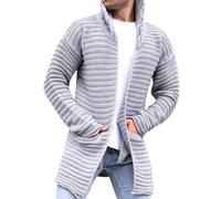 WKAYsIV sweater-Pullover-Sweater Long Trench Coat Male Autumn And Winter Solid Color Cardigan Sweater Jacket Casual Long Sleeve Pocket Knit Cardigan Sweater Jacket Mens Coat Trench L 19.99