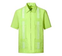 WKAYsIV T Shirts for Men Tall Men's Short Sleeve Cuban Shirts Full Zip Front Mexican Shirt with Pocket Polyester Shirts Bulk