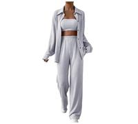 WKAYsIV Tracksuit-Tracksuits-Activewear-Trousers Suits for TWomen Trendy Collar Slim Fit Sweater Women Wear Casual Pullover Knitted Pants Striped Two Piece Sets Pant Suite L 16.99