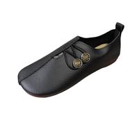 WKAYsIV Womens Casual Shoes Memory Foam Ladies Fashion Solid Color Leather Buckle Comfortable Flat Bottomed Casual Shoes Wedge Women Black