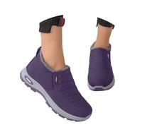 WKAYsIV Womens Winter Ankle Boots Warm Fleece Lined Slip On Walking Shoes