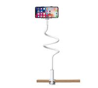 WKBYTUXR Cell Phone Stands, Grip Flexible Long Arm Gooseneck Phone Holder with Clamp, Clip Bracket Clamp Stand for 4.0-6.5'' Mobile Cell Phone, for Bedroom Desktop Office Bathroom Kitchen(White)