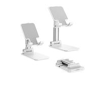 WKBYTUXR Fold Phone Stand for Desk, Portable Phone Holder Stand with Weighted Non-Slip Base, Angle & Height Adjustable, Fully Foldable Tablet Stands for Home and Office, for All Mobile Phones