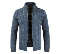 wkd-thvb Autumn Cardigan Men Sweaters Thick Warm Knitted Sweater Mens Jackets Coats Blue XXXL