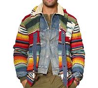 wkd-thvb Mens Cardigan Rainbow Striped Sweaters Autumn Warm Christmas Sweater Casual Stand Collar Knitwear Coat Colorful XL