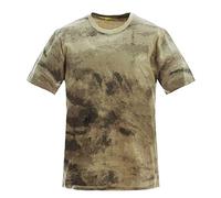 wkd-thvb Summer Camouflage Cotton T-Shirt Men Military Quick Dry O Neck Tees Short Sleeve Tactical Combat T Shirt Khaki Camo M