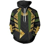 WKDFOREVER 3D Captain Fashion Cosplay Hoodie Jacket Costume (Small, Loki Hoodie)