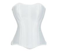 WKEZEAN Corsets Bustiers Overbust Corset Top Push Up Corselet Zipper Satin Shaper Gothic Plus Size Korsett(WHITE,XXL)