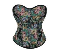 WKEZEAN Floral Boned Corset Top Vintage Lace-Up Buckle Overbust Lingerie Gothic Body Shaper Korsett Corselet(2XL)