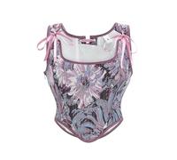 WKEZEAN Vintage Overbust Corsets Crop Tops Victorian Jacquard Bustier Vest Gothic Korset Body Shaper Bustiers Lingerie(PURPLE,L)