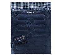 WKFAMOUT Double Flannel Sleeping Bag for Adults XXL Comfortable Double Sleeping Bag for Camping Tents Truck Hiking Outdoor Indoor 220 x 150 cm Navy
