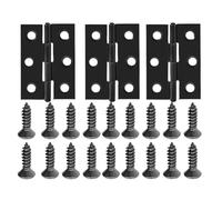 WKFBIFLY 10/1Pc Hardware Stainless Steel Hinges Door Connector Drawer 6 Mounting Holes Compatible with Furniture Bookcase Window Cabinet Door Fitting(Black-3pcs)