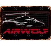 WKHGUBHXIO Airwolf Poster Metal Tin Sign 8"" x 12"" Vintage Retro Man Cave Wall Decor.