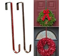 WKHOMEDECO 2 Pack Handmade Wreath Hangers, Metal Over The Door Wreath Hanger Ornament, Wreath Hooks (Brown&Red)
