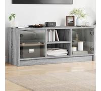WKIEQACO Entertainment Centres & TV Stands,TV Cabinet with Glass Doors Grey Sonoma 102x37x42 cm
