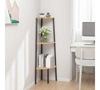 WKIEQACO Shelving,Bookcases & Standing Shelves,3-Tier Corner Shelf Light Brown and Black 45.5x31.5x120 cm