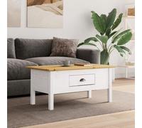 WKIEQACO Tables,Accent Tables,Coffee Tables,Coffee Table BODO White and Brown 100x55x45 cm Solid Wood Pine