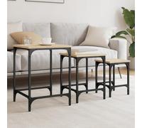 WKIEQACO Tables,Accent Tables,Coffee Tables,Nesting Coffee Tables 3 pcs Sonoma Oak Engineered Wood