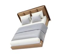 Wkldjf 1/20 Dollhouses Bedroom Accessory Cream Double Bed With Beddings Realistic Interior Design Craft Project Landscape Props Miniature Bedroom Accessory