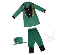 Wkldjf Childrens Green Shamrock Outfit Set Fashion Cosplay Hat Coat False Collar and Pants for Stage Display Cultural Occasion Matching Irish Party Costume