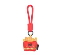 Wkldjf French Fries Milk Teas PU Leather Keychain Bag Charm For Couples Fashion Accessory Practical Secure Metal Clasp Fashionable Pu Leather Keyring