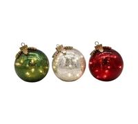 Wkldjf Pack Of 3 Battery Operated LED Glass Tabletop Christmas Ornament Wireless Festival Decors Set For Fireplaces Centerpiece