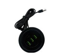Wkldjf Recessed Double USB Desk Socket 2 Outlets 1.7 Meter Cable Type B Charging Adapter For Smartphones Tablets Devices