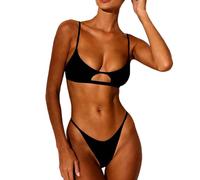 Wkldjf Stylish Hollow Out Two Piece Swimwears Set with Adjustable Straps for Women Sunbathing Swimming Beach Volleyballs Comfortable Swimsuit Set