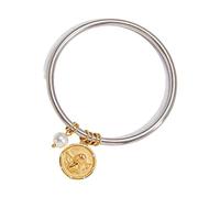 Wkldjf Stylish Stainless Steel Coin Necklace Trendy Jewelry Stylish Wrist Accessory Her Everyday Wear Round Coin Charm Wristband