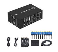 Wkldjf USB Kilo Virtual Machine Switcher 4K@60Hz Input With USB 4 In 1 Out Metal Housing Monitors Keyboards And To Control PC Server Room Management