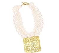 Wkldjf Versatile White Faux Pearls Multistrand Necklace for Any Outfit From Casual to Formal Easy to Styles Clavicle Chain Bold Statement Necklace Women